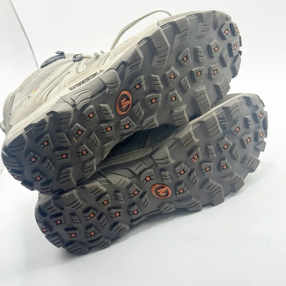 Merrell Reactor Ventilator Mid Kids Youth 6.5 US Gray Beige Lace Up Boots 80157